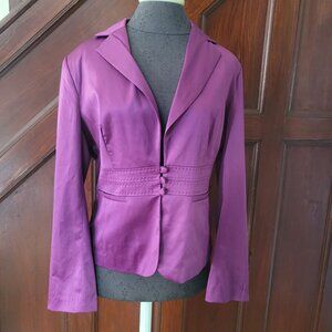 Verdy Collection Womens Purple Satin Blazer Jacket With Button Detail Size 4